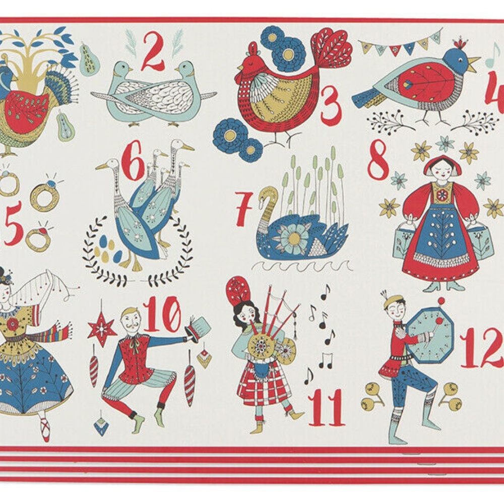 Now Design Placemat Set/4 12 Days of Christmas NEW